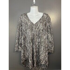Elif For Jordan Taylor Shirt Womens Small Black Silver Textured Tunic Top Blouse